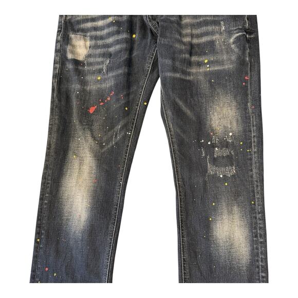 RS7 royal 7even mens 100% authentic size 34/32 long Stretch jeans Blue Faux Torn - Picture 4 of 10